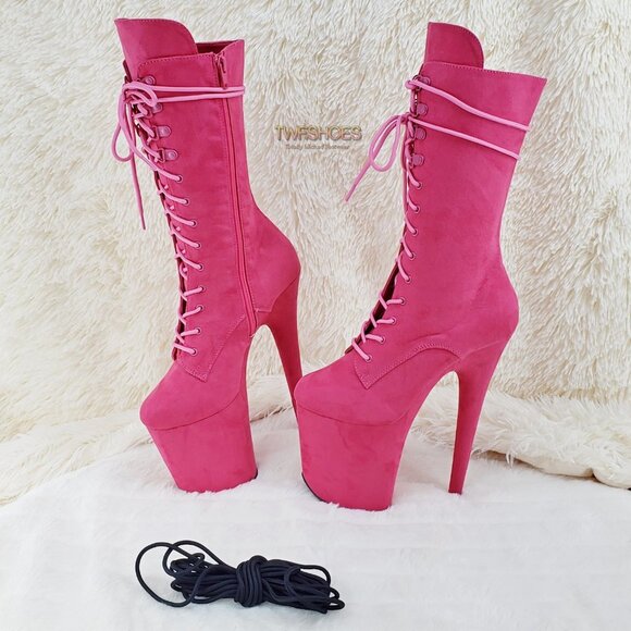 Flamingo 1050 Hot Pink 8" High Heel Calf Boots - Picture 1 of 12